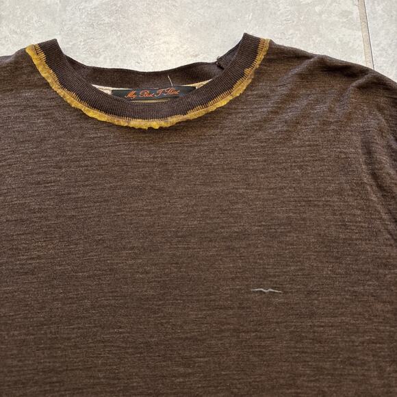 Hugo Boss Handcrafted Wool/Silk Brown Sweater Men’s Sz XL Pullover Knit Flaw* - Picture 3 of 11